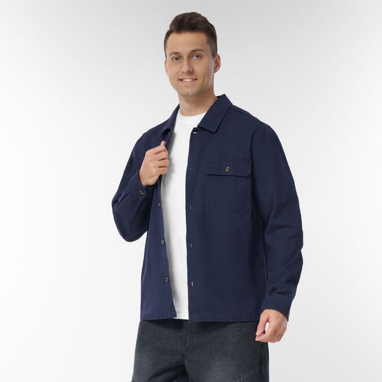 H&H Men's Heavy Twill Shacket, Blue Dark, hi-res