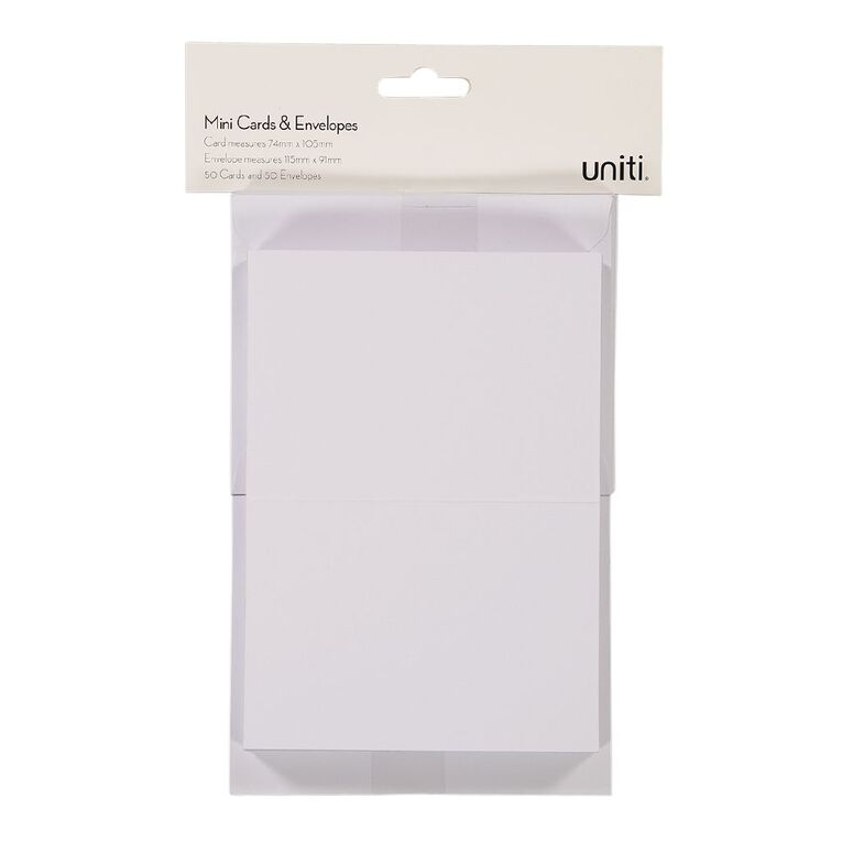 Uniti Mini Cards & Envelopes White 50 Pack White, , hi-res