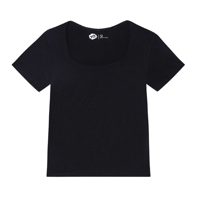 Young Original Short Sleeve Scoop Neck Top, Black, hi-res