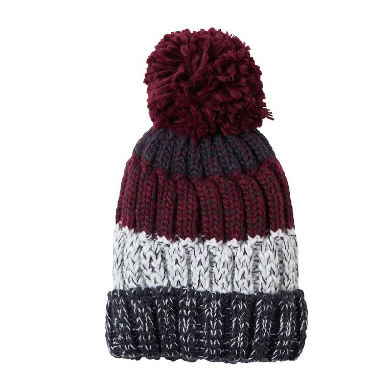 Young Original Older Kids' Twist Yarn Pom Beanie, Blue Dark, hi-res