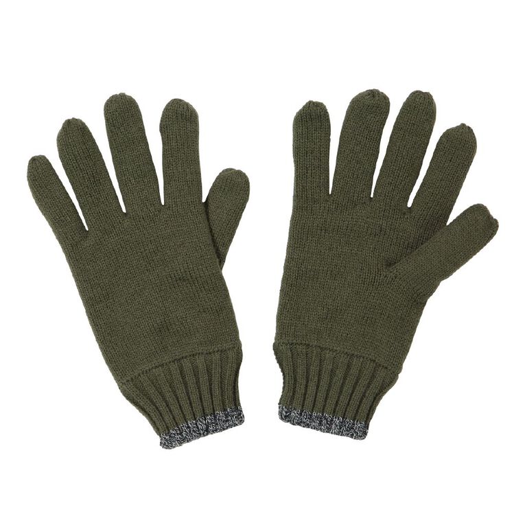 Rivet Men's Stripe Fleck Full Finger Gloves, Khaki, hi-res