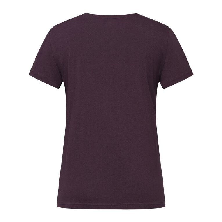 H&H Women's Short Sleeve V Neck Tee, Purple Dark, hi-res