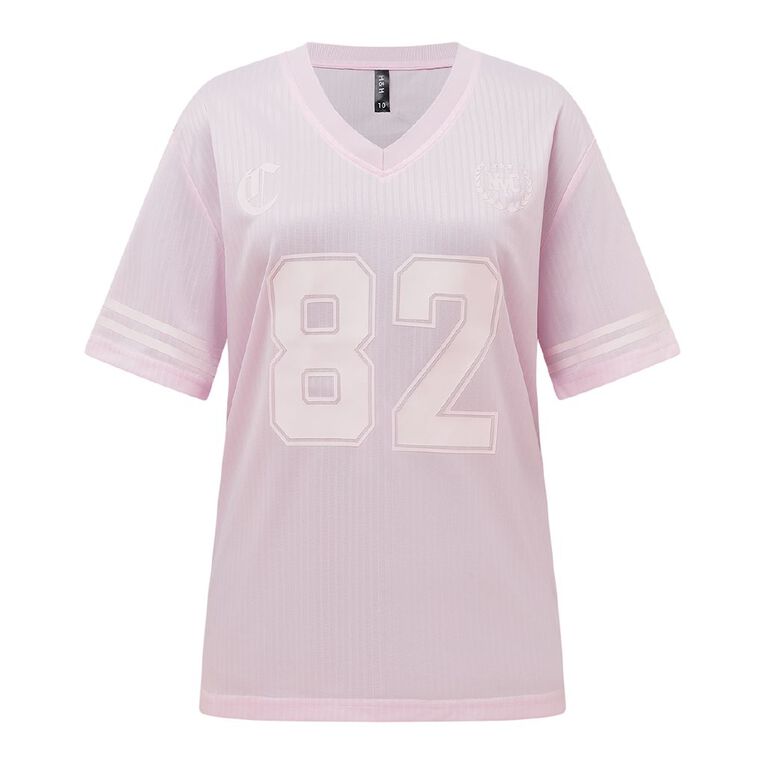 H&H Women's Short Sleeve Stripe Sports Tee, Pink Light, hi-res