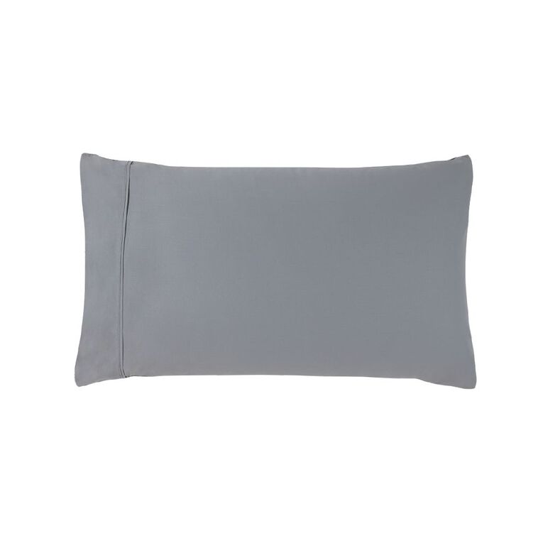 Living & Co 100% Washed Cotton King 2 Pack Pillowcase Silver, , hi-res