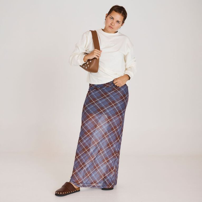 BRDRLESS Sienna Mesh Maxi Skirt, Brown Dark, hi-res