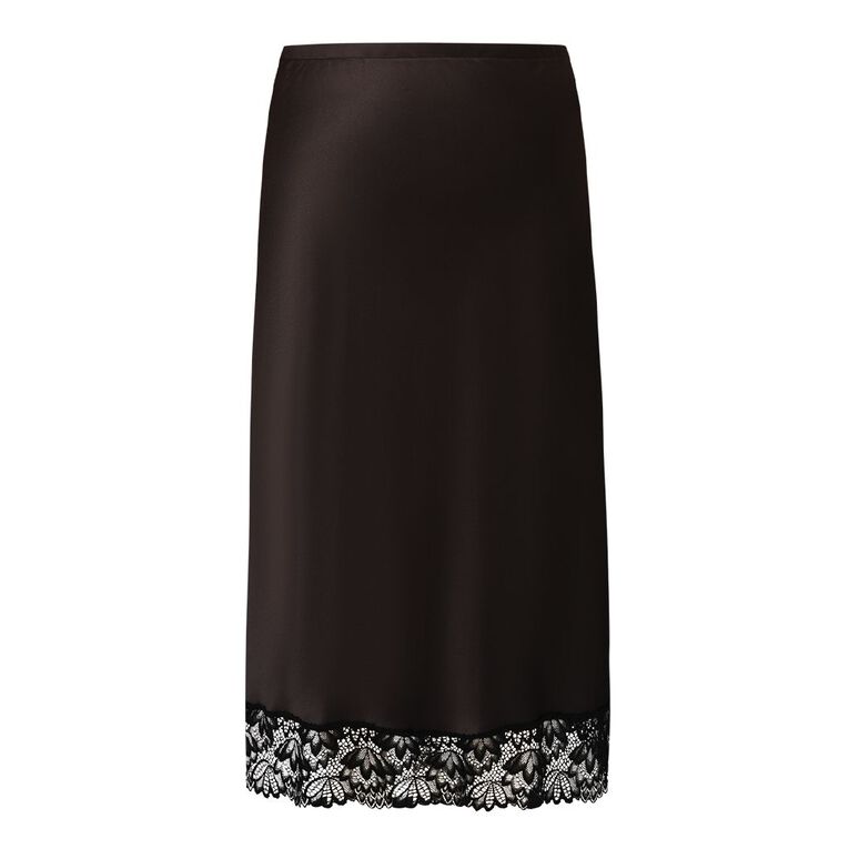 H&H Curve Women's Lace Trim Midi Skirt, Brown Dark, hi-res