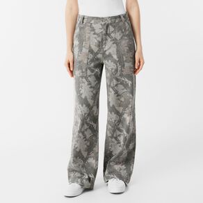 H&H Women's High Rise Camo Straight Leg Carpenter Jeans
