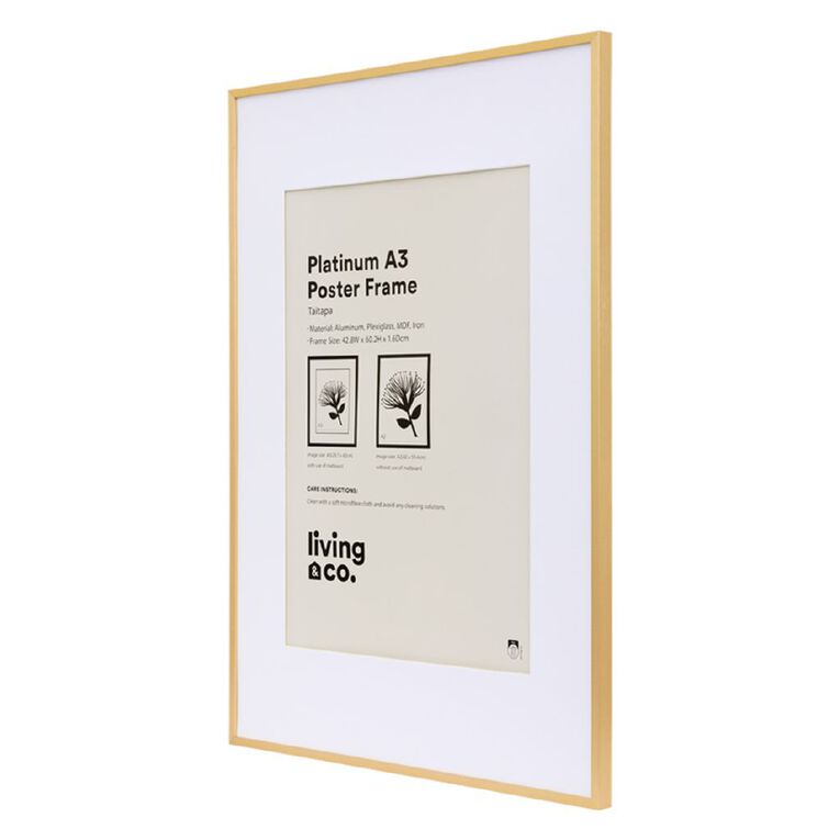 Living & Co Platinum Poster Frame A2/A3 Gold, , hi-res