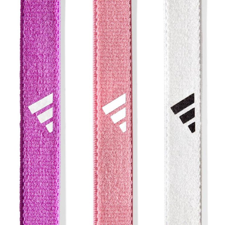 Adidas Hairbands 3 Pack Purple Burst Bliss Pink & White One Size, , hi-res