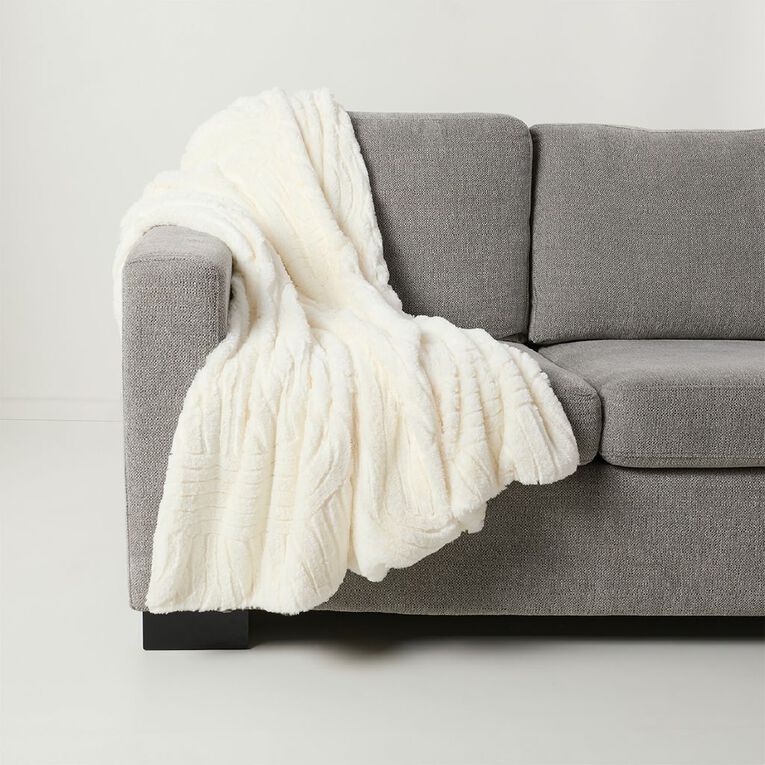 Living & Co Arch Throw Cream 127cm x 152cm, Cream, hi-res