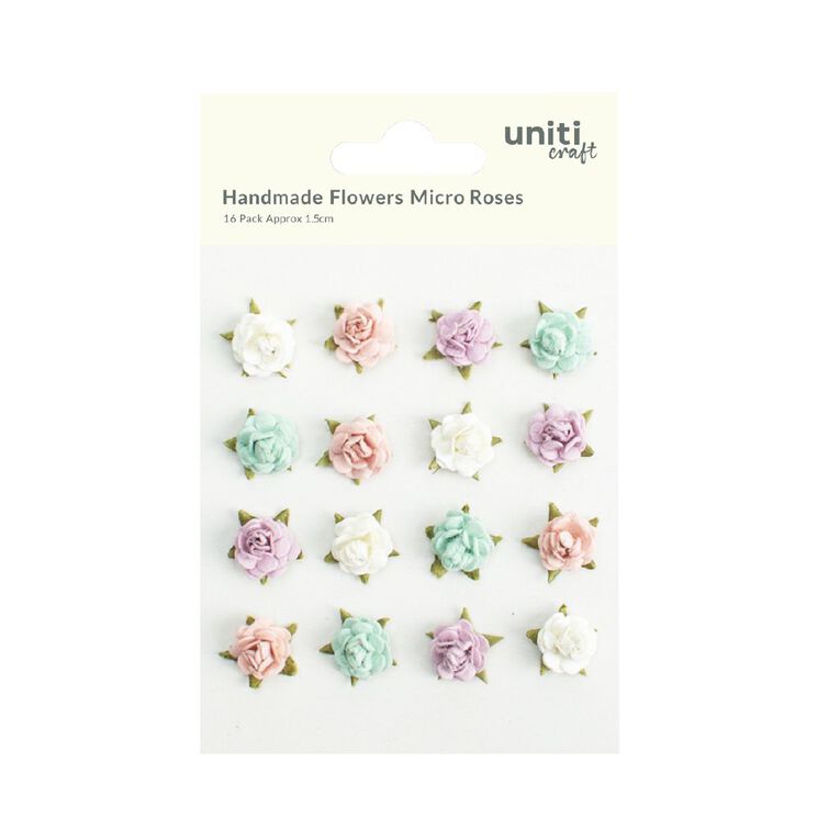 Uniti Craft Adults Handmade Flowers Beeded Micro Roses 16 Pack, , hi-res