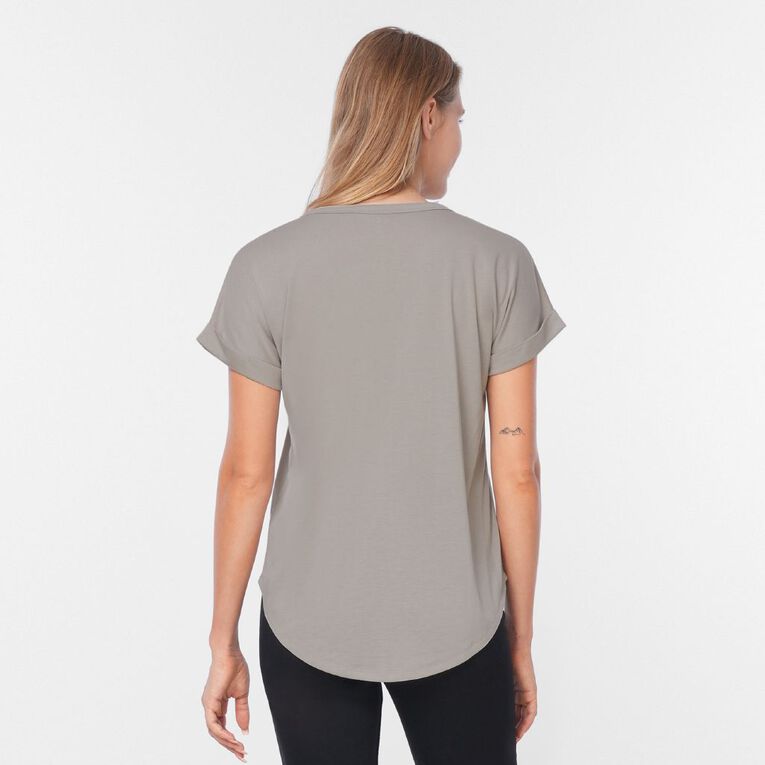 H&H Women's Short Sleeve Drape Viscose Tee, Brown Light, hi-res