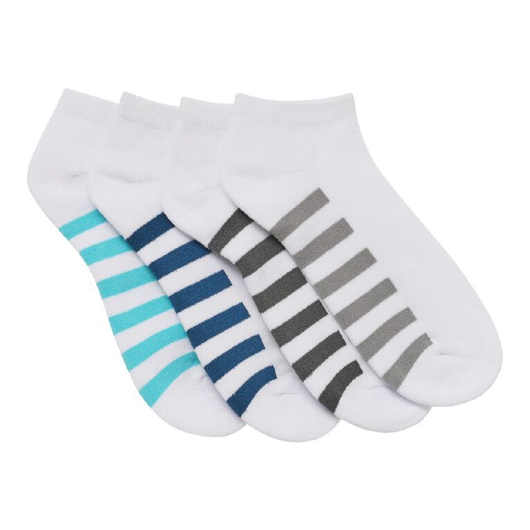 Active Intent Men's Low Cut Cushioned Sports Socks 4 Pack, White, hi-res