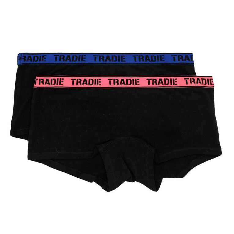 Tradie Women's Shortie 2 Pack, Black Focus Core, hi-res