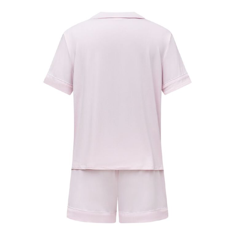 H&H Women's Comfy Button Up Short Sleeve Pyjama Set, Pink Light, hi-res