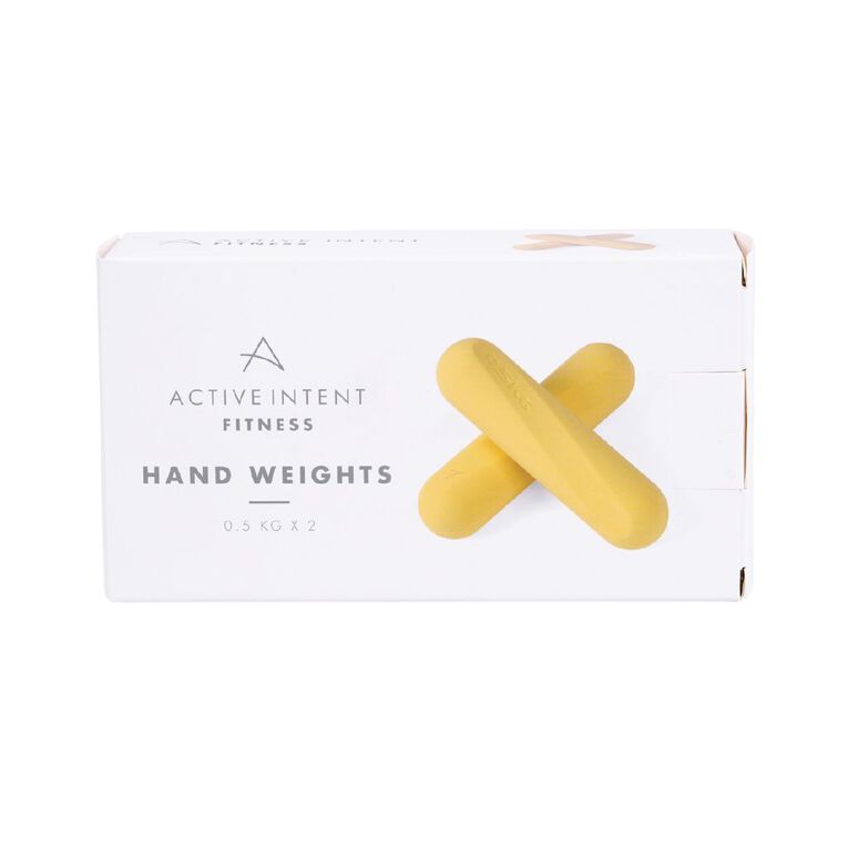 Active Intent Fitness Silicone Hand Weights 0.5kg Yellow 2 Pack, , hi-res