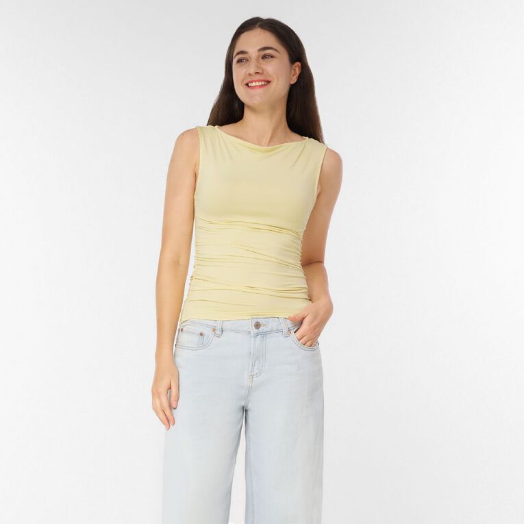 H&H Women's Contour Boat Neck Top, Yellow Light, hi-res