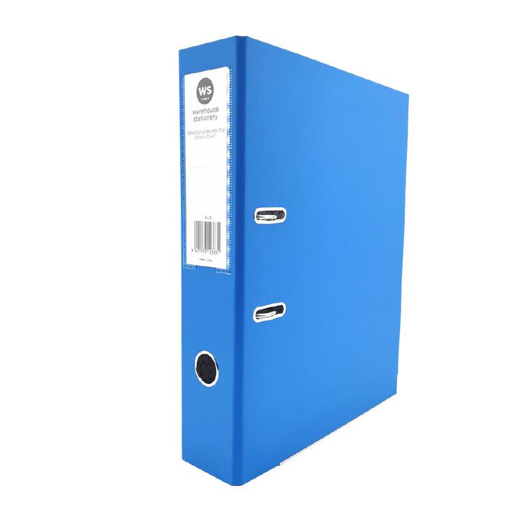 WS Lever Arch With Label Holder Foolscap Blue Mid Blue Mid, , hi-res