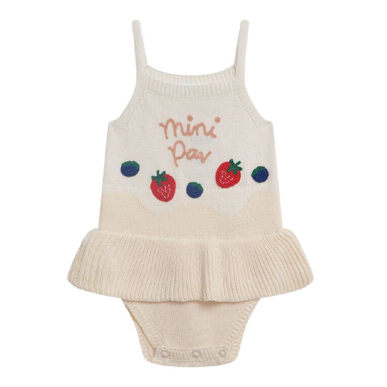 Young Original Babies' Christmas Pavlova Knitted Romper, Cream, hi-res
