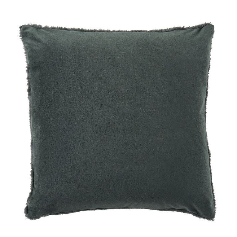 Living & Co Cushion Faux Fur Bunny Green 43cm x 43cm, , hi-res