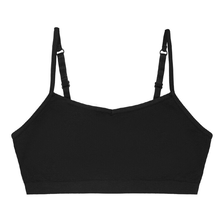 H&H Girls' Essential Seamfree Crop 2 Pack, Black/White, hi-res