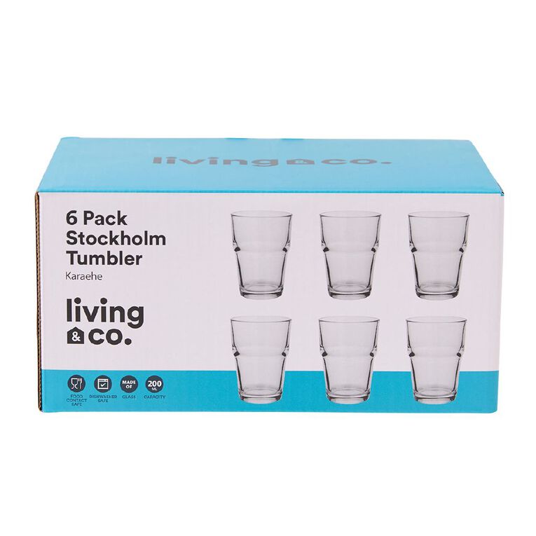 Living & Co Stockholm Tumbler 200ml Clear 6 Pack, , hi-res