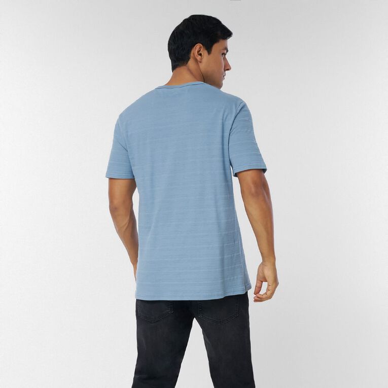 H&H Men's Regular Textured Tee, Blue Mid, hi-res