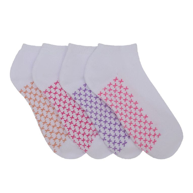 Active Intent Women's Low Cut Cushioned Socks 4 Pack, White W.CROSSES, hi-res