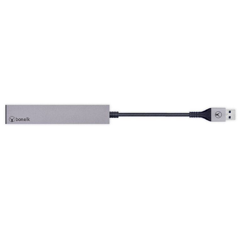 Bonelk Long Life USB A to 4 Port USB 3.0 Slim Hub Space Grey Grey, , hi-res
