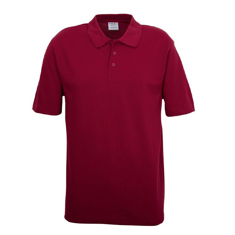 Schooltex Adults' Pique Polo, Burgundy, hi-res