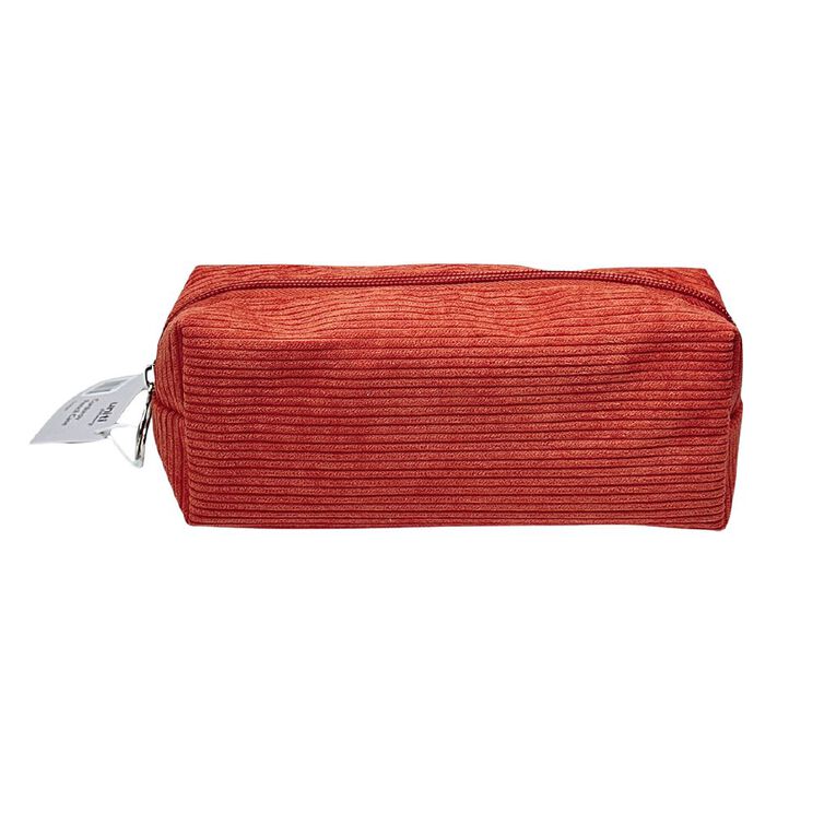 Uniti Stationery Corduroy Pencil Case Orange, , hi-res