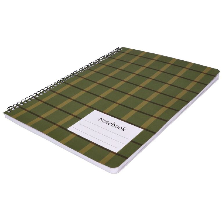 Uniti Stationery Plaid Green A4 Notebook, , hi-res