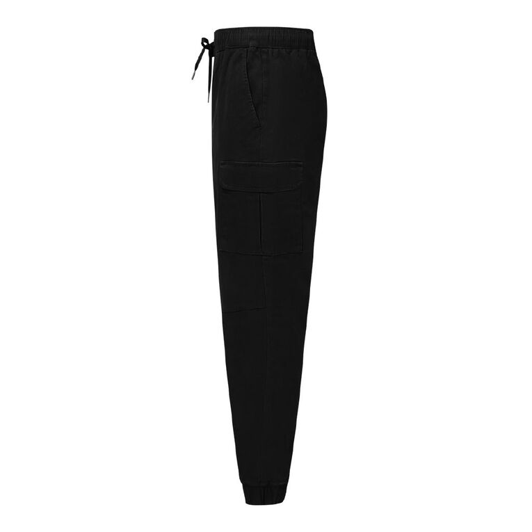 H&H Men's Elastic Waist Cargo Joggers, Black, hi-res