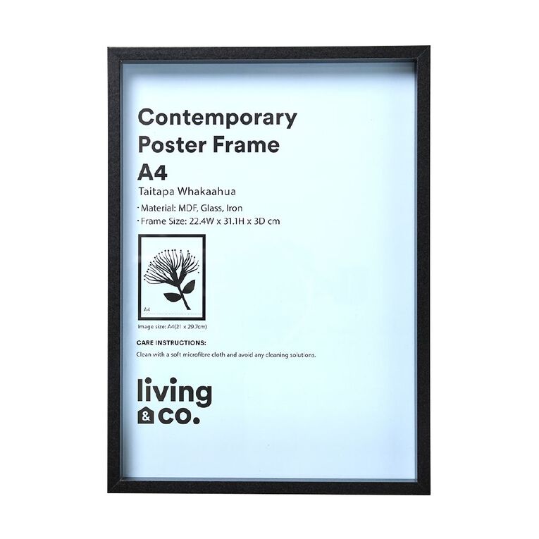 Living & Co Contemporary Poster Frame Black A4, , hi-res