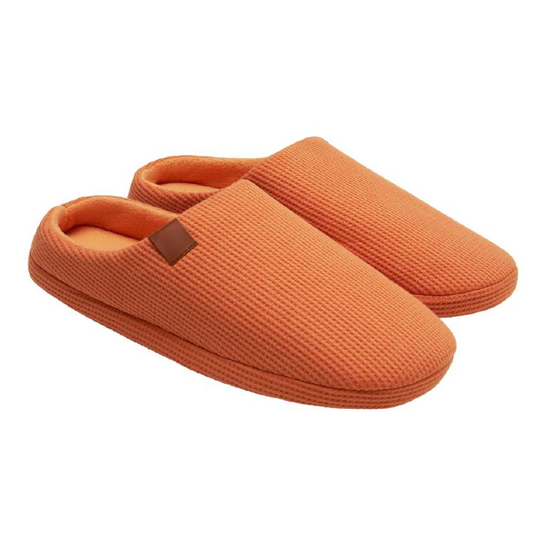 H&H Men's Waffle Scuff Slippers, Orange, hi-res