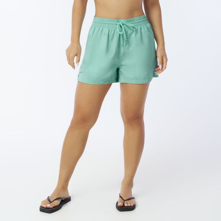 H&H Women's Short Suede Boardshorts, Green Mid, hi-res