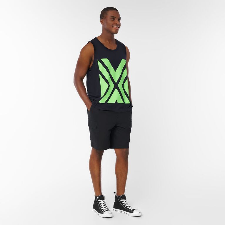 Rivet Men's Printed Fluoro Singlet, Navy, hi-res