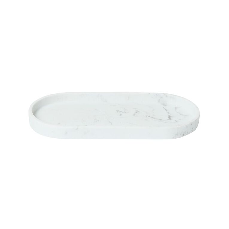Living & Co Bathroom Tray Marble Look White, , hi-res