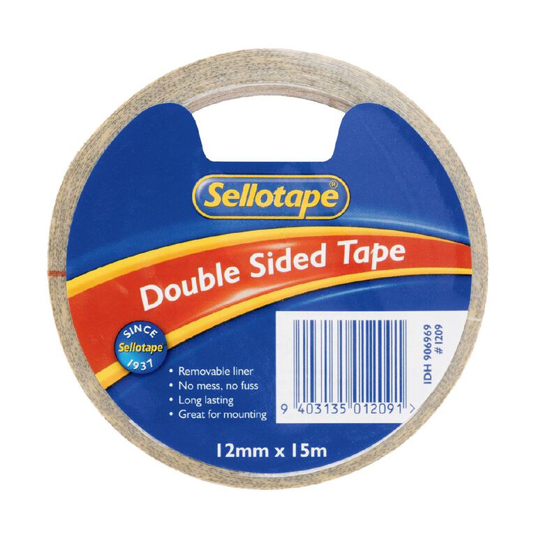 Sellotape Double Sided Tape 12mm x 15m Single Clear Clear The Warehouse