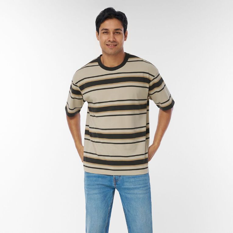 Garage Men's Relaxed Pique Striped Tee, Brown Light, hi-res