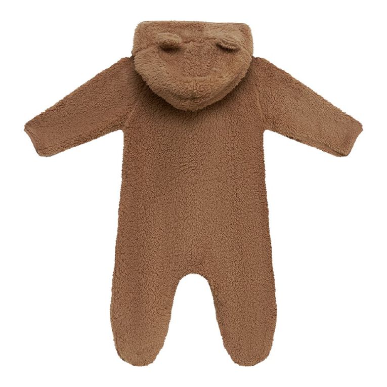 Young Original Babies' Sherpa Cosy Pramsuit, Brown Light, hi-res