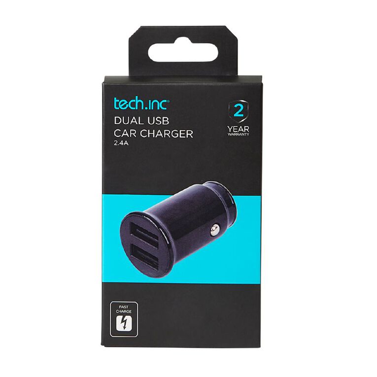 Tech.Inc Dual USB Car Charger 2.4A Black, , hi-res