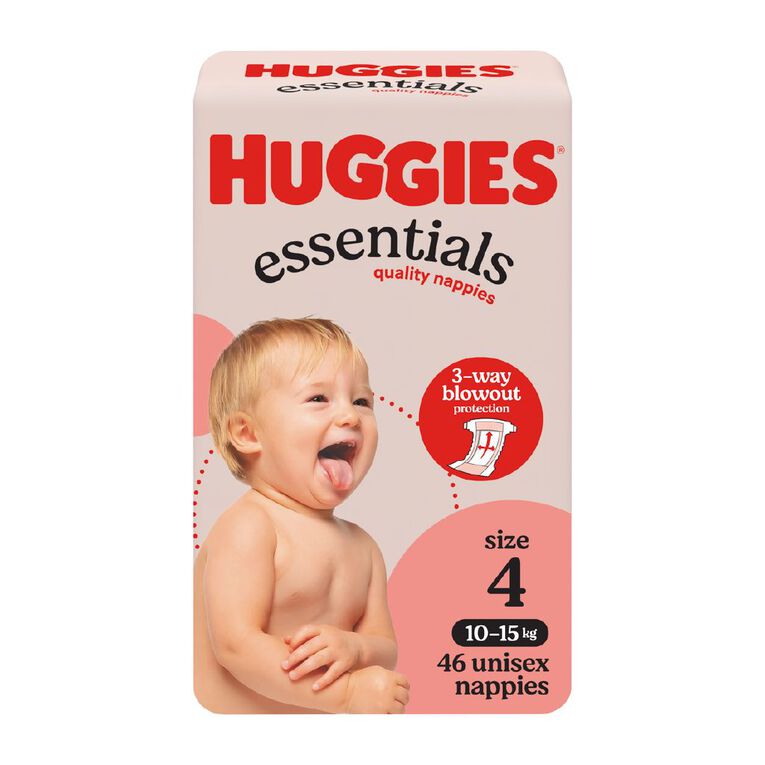 Huggies Essential Nappy Size 4 10-15kg 46 Pack, , hi-res