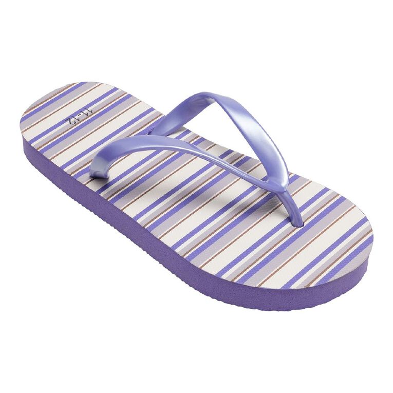 Young Original Senior Kids' Printed Jandals, Purple, hi-res
