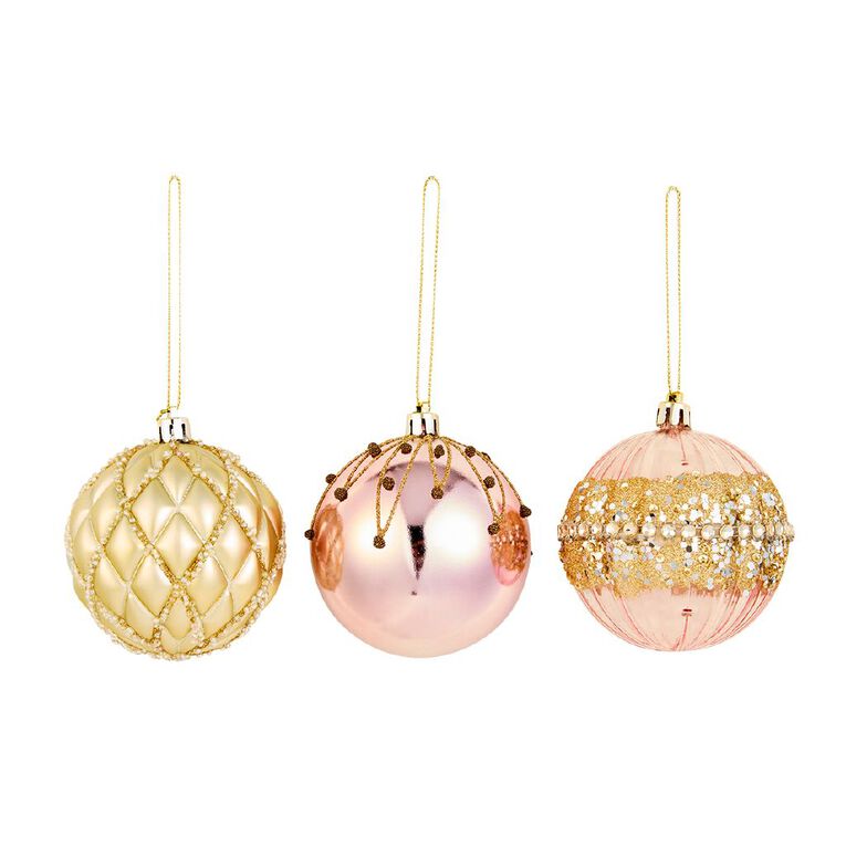 Wonderland Joyful Tidings Luxurious Christmas Baubles Assorted 6 Pack, , hi-res