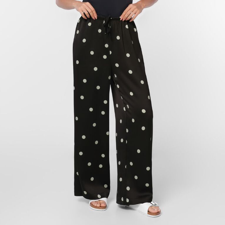 H&H Women's Satin Wide Leg Pants, Brown Dark SPOTS, hi-res