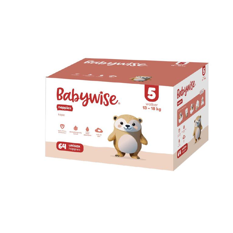 Babywise Nappies Jumbo 13-18kg Walker 64 Pack, , hi-res