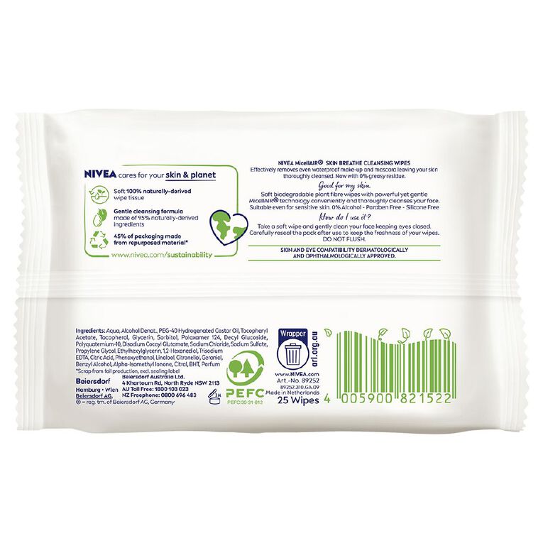 Nivea MicellAIR Biodegradable Cleansing Wipes, , hi-res