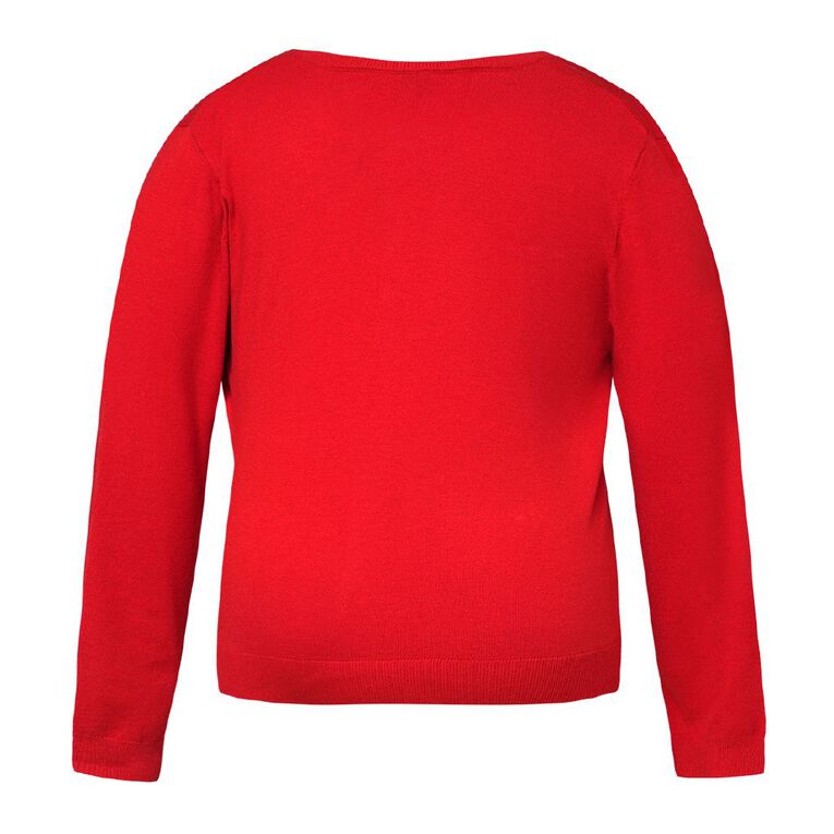 H&H Curve Women's Cardi With Pockets, Red, hi-res