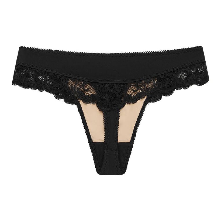 H&H Women's Florence G-String Briefs, Black, hi-res